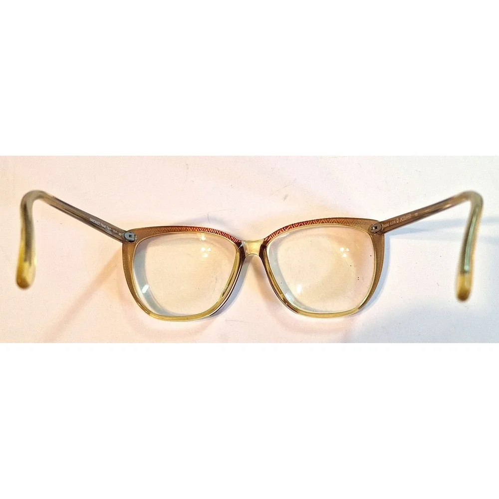 Anne Klein Jacquard Vintage Cat Eye Glass Frames Brown Handmade Italy 53-17 135